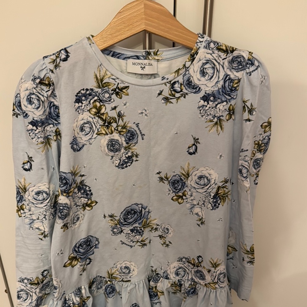Monnalisa Blue Floral GirlsTop - Picture 2 of 4